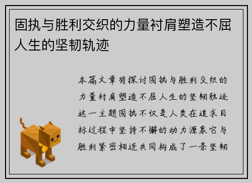 固执与胜利交织的力量衬肩塑造不屈人生的坚韧轨迹